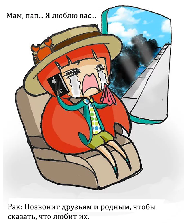 11 уморительных комиксов о том, как знаки зодиака вели бы себя во время крушения самолета