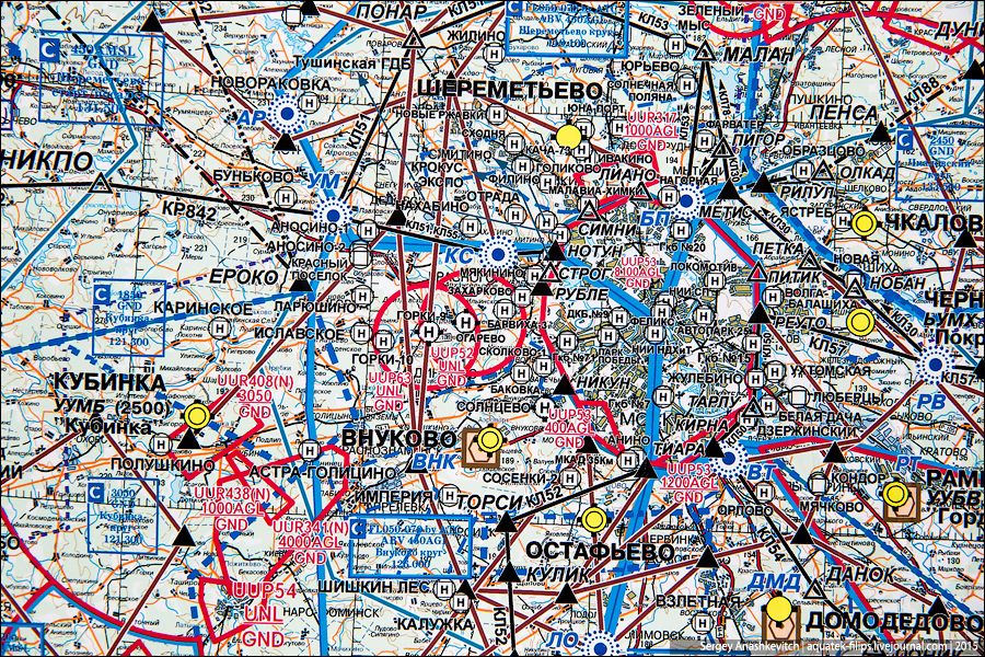 Авиационная карта Москвы