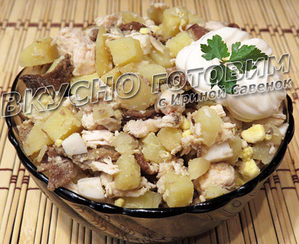 Салат с сухими грибами и курицей рецепт с Салат с сухими грибами и курицей рецепт с