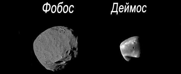 У планеты есть два естественных спутника — Фобос (Страх) и Деймос (Ненависть). Эти названия были придуманы в честь сыновей Ареса (Древнегреческого эквивалента Марса).