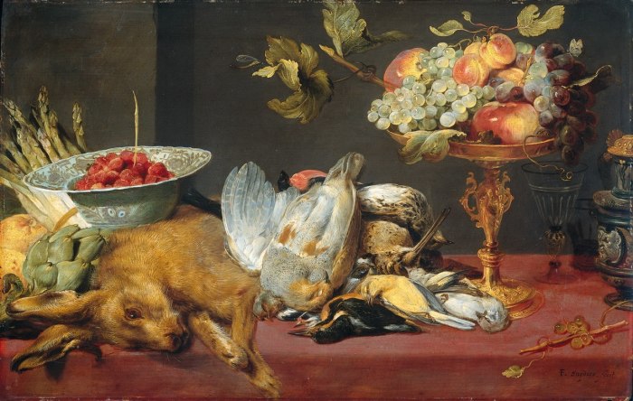 «Натюрморт с битой дичью и фруктами». (1600-1657). (Амстердам, Государственный музей). Автор: Франс Снейдерс. «Натюрморт с битой дичью и фруктами». (1600-1657). (Амстердам, Государственный музей). Автор: Франс Снейдерс.