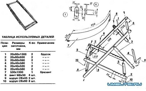 Как сделать дачный шезлонг