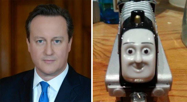 Дэвид Кэмерон и игрушечный поезд вещи, животные, люди, сходство