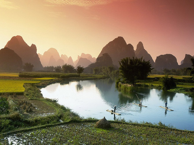 Живописные пейзажи долины реки Ли в Китае