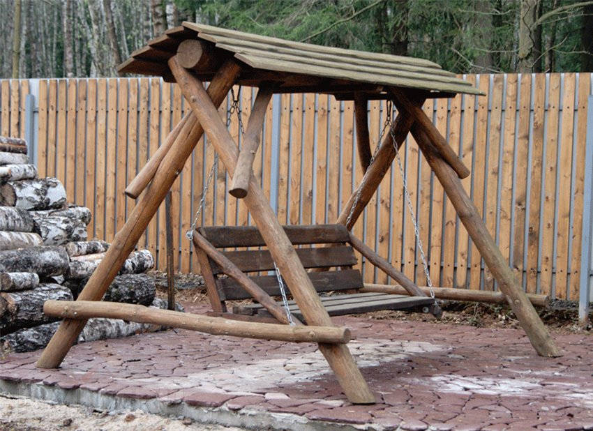 Качели из брёвен Качели из брёвен