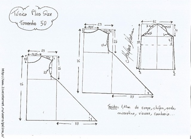 Туника + выкройки большого размера
