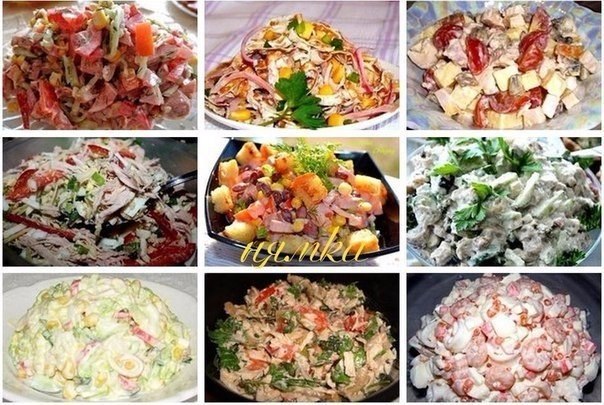 Очень вкусненькие салатики, лёгкого приготовления