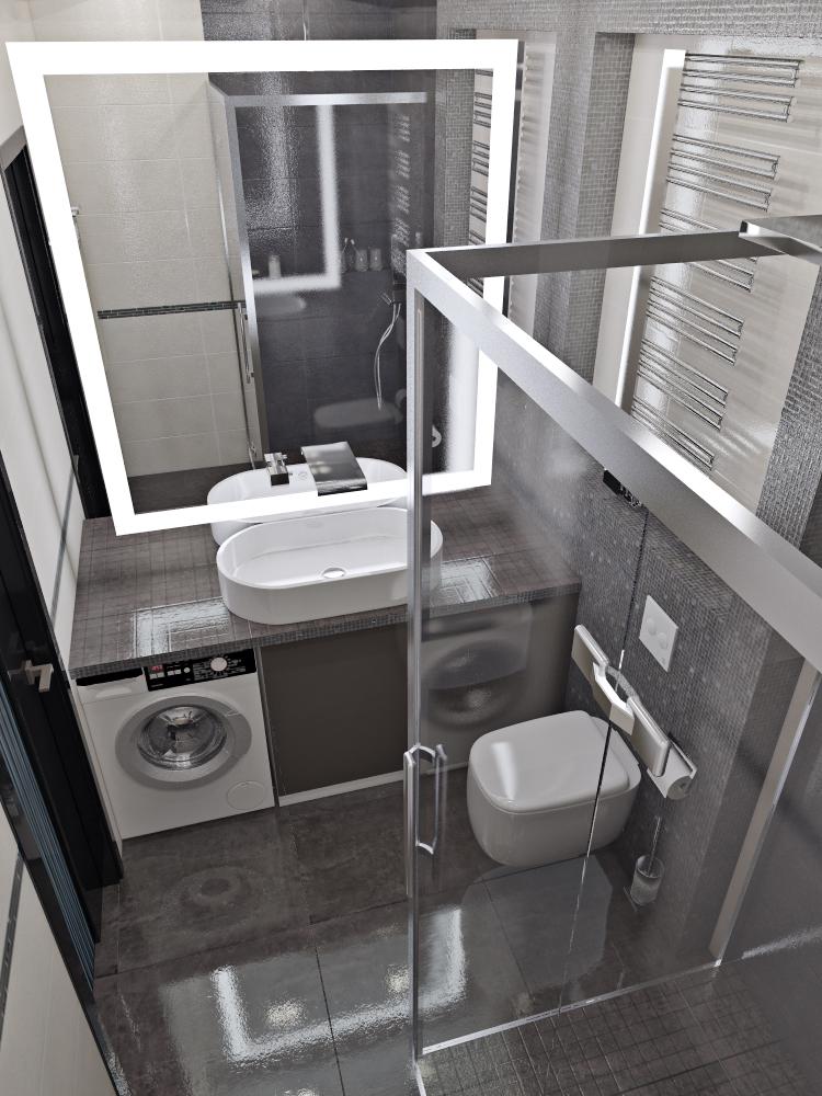Дизайн квартиры для холостяка, интерьер ванной комнаты