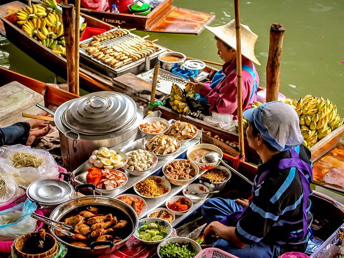 5. Один из плавучих рынков Бангкока еда, плавучие рынки, факты