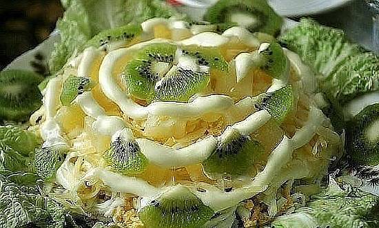 Салат из ананасов и киви рецепт с