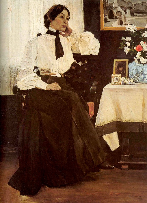 Портрет жены, Е.П. Нестеровой. Автор: Михаил Нестеров. Какими были жены великих и знаменитых русских художников: Галерея женских портретов