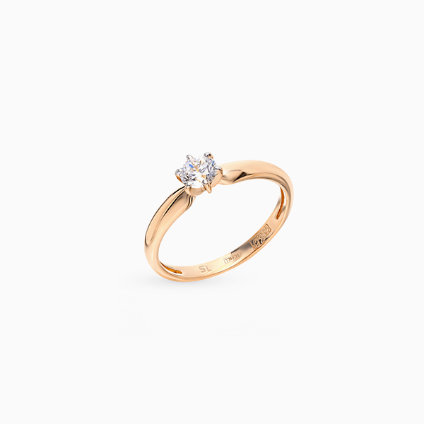 Кольцо SL, розовое золото, фианит