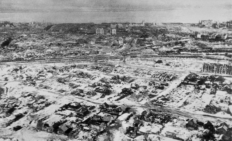 ID: 10632277 Описание: Советский Союз. Сталинград. Вид на город с самолета, 1943 год. Фотохроника ТАСС
