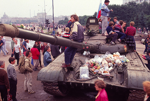 Танки в Москве во время ГКЧП, август 1991 года