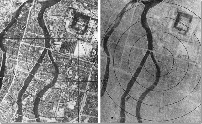 Аэрофотосъёмка Хиросимы до и после бомбандировки