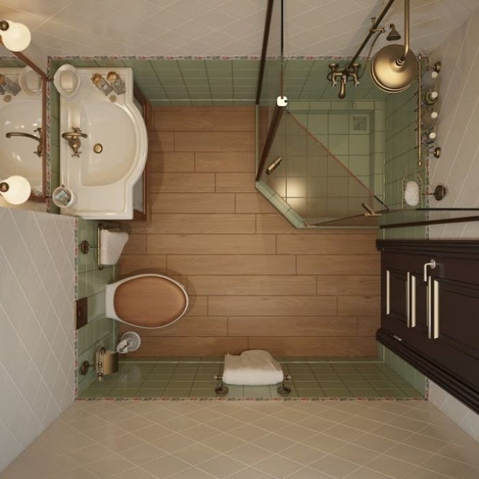 Латунные элементы и дизайн в стиле ретро даже небольшую ванную превратят в королевскую ванна, идея