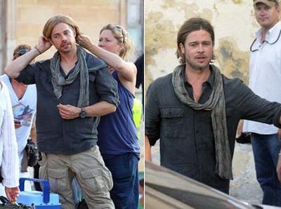 Брэд Питт (Brad Pitt) и его дублер-каскадер. Брэд Питт (Brad Pitt) и его дублер-каскадер.