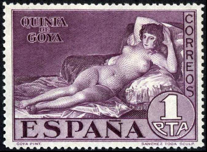 Почтовая марка «Маха обнаженная», 1930 год Почтовая марка «Маха обнаженная», 1930 год