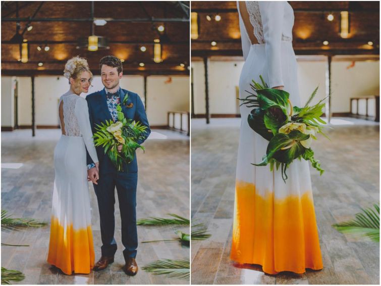 Дерзкое платье с оранжевым низом платье, свадьба