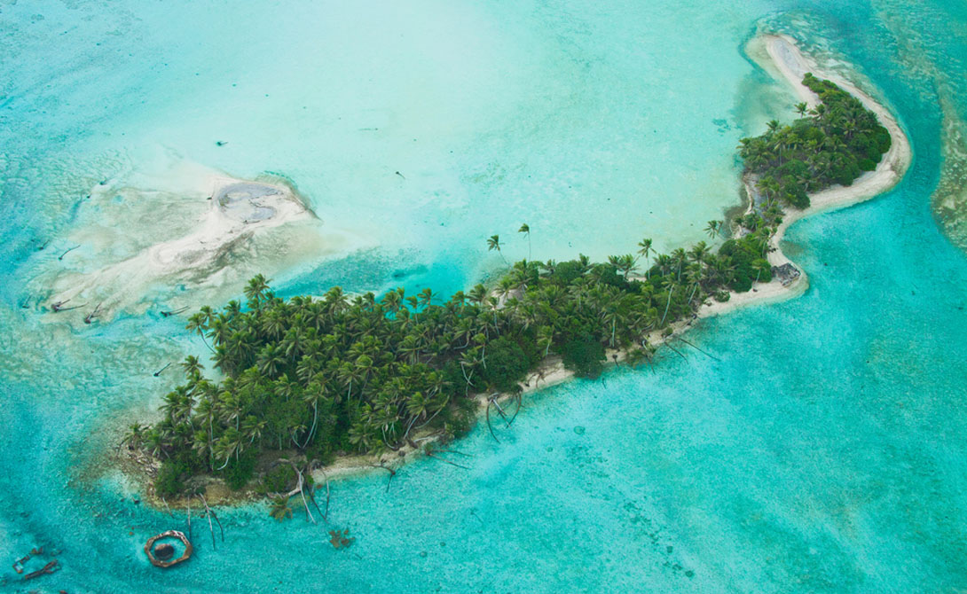 Атолл Пальмира
США
Атолл Пальмира находится между Гавайями и Американским Самоа. Целых пятьдесят небольших островков покрыты кокосовыми деревьями, сцеволой и пизонией.