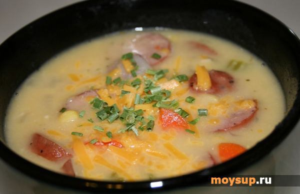 Суп с плавленным сыром и колбасками охотничьими рецепт с пошагово в