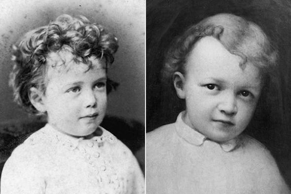 Слева направо: Великий князь Николай Александрович в возрасте 3 лет и Владимир Ульянов (В. И. Ленин) в возрасте четырех лет