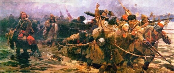 Переход через Сиваш. Художник Марат Самсонов. 1957 год