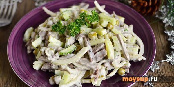 Салат из сердца свиного рецепт с очень вкусный с огурцами