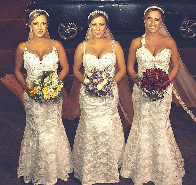 Свадьба бразильских сестер-тройняшек  свадьба, тройняшки