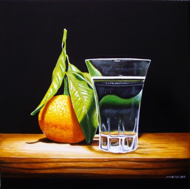 Verre clémentine en clair-obscur (prix atelier) 22x22x2 cm ©2019 - Jean-Pierre Walter