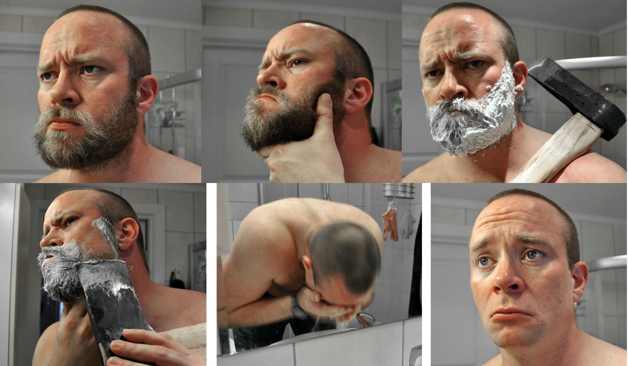 Shaving husband