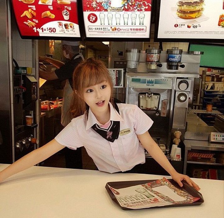 Chinese girl strips behind macdonalds