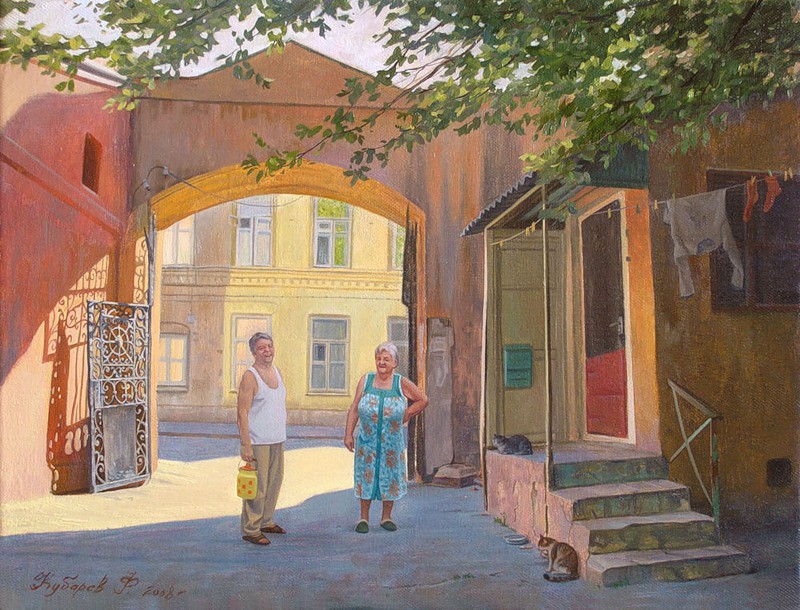 Старые московские дворики в картинах художника Филиппа Кубарева живопись, московские дворики