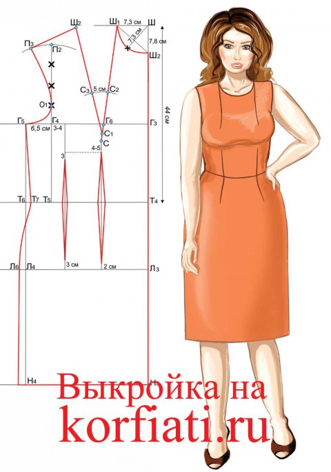 Готовая выкройка платья с рукавом «летучая мышь» от А. Корфиати