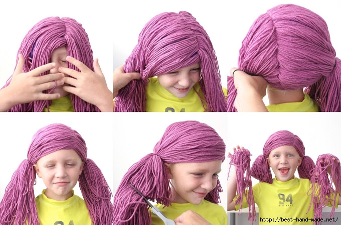 Как сделать парик из пряжи видео