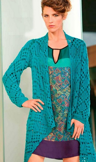 Вязаный крючком кардиган