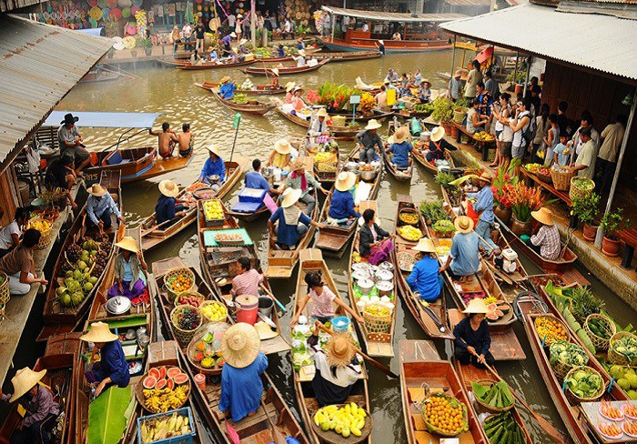 1. Рынок на воде в Таиланде еда, плавучие рынки, факты