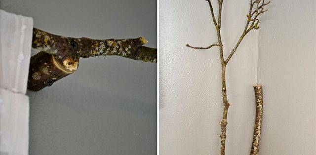 карниз для шторы из ветки дерева своими руками