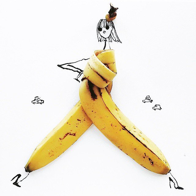 10. Банановое настроение еда, иллюстратор, мода