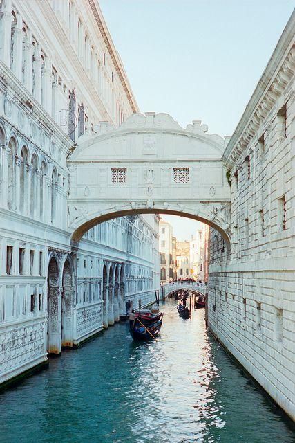 Bridge of Sighs, Venice, Italy {local legend says that lovers will be granted eternal love and bliss if they kiss on a gondola at sunset under the Bridge of Sighs as the bells of St Mark's Campanile toll}
