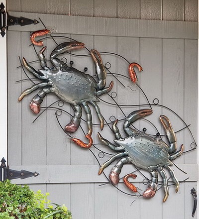 Crab And Shrimp Metal Wall Sculpture