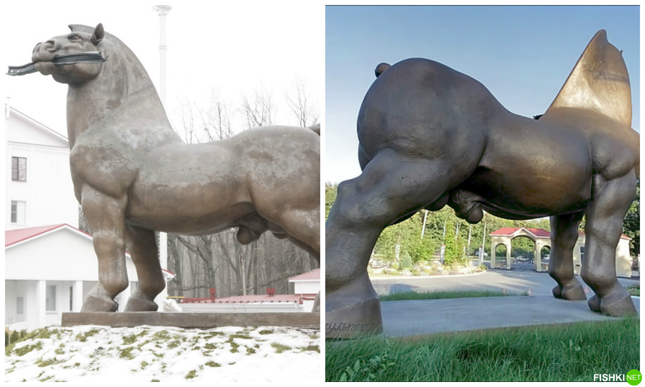 Конь с яйцами в Воронеже глупость, несуразица, прикол, скульптуры