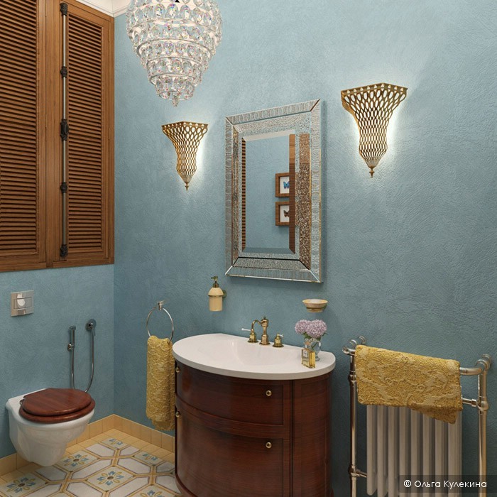 Интерьер ванной комнаты, ванная в колониальном стиле