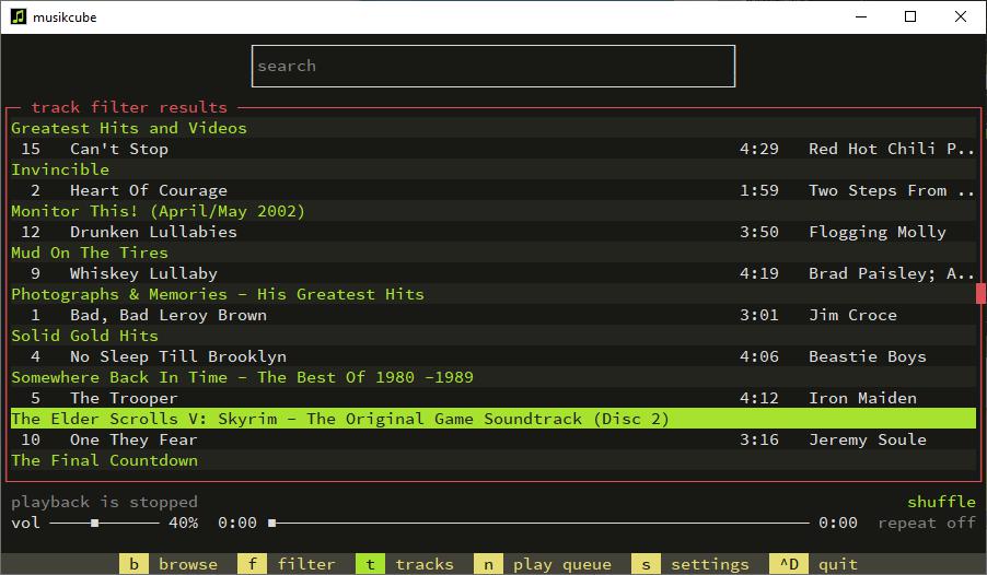 Musikcube – музыкальный плеер с терминалом для Windows, macOS и Linux