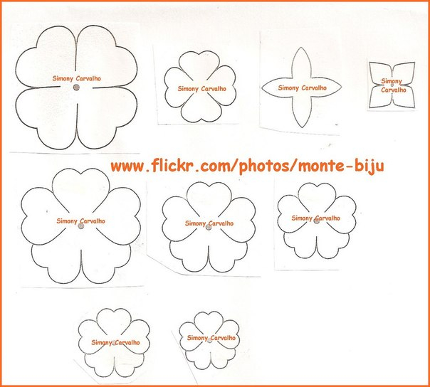 Шаблоны для изготовления цветов своими руками из бумаги или ткани.