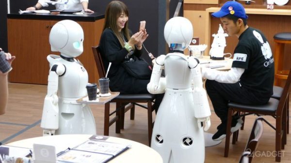 В Японии роботы — официанты в кафе дают работу инвалидам