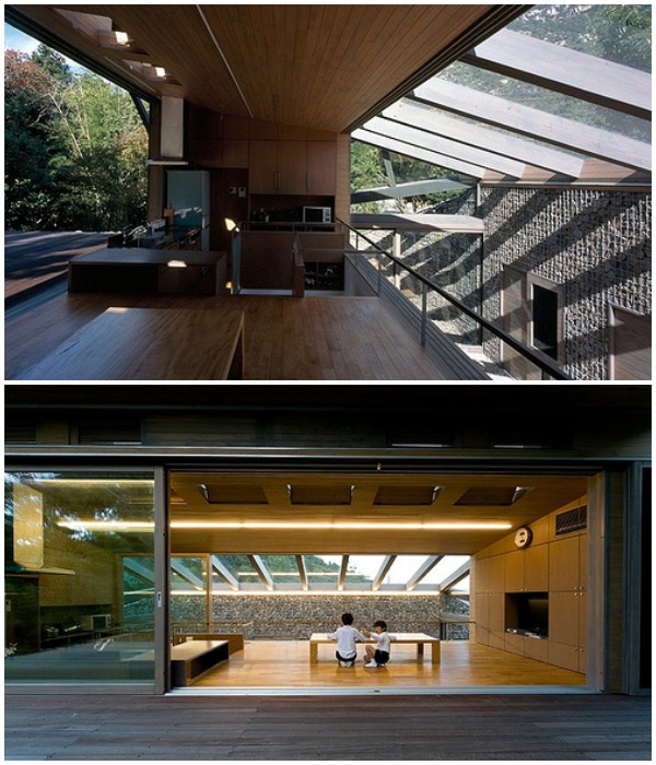 Дизайнеры Hiroshi Sambuichi создали структуру, которая позволяет потоку воздуха и света «гулять» по всему внутреннему пространству (Stone House, Япония).