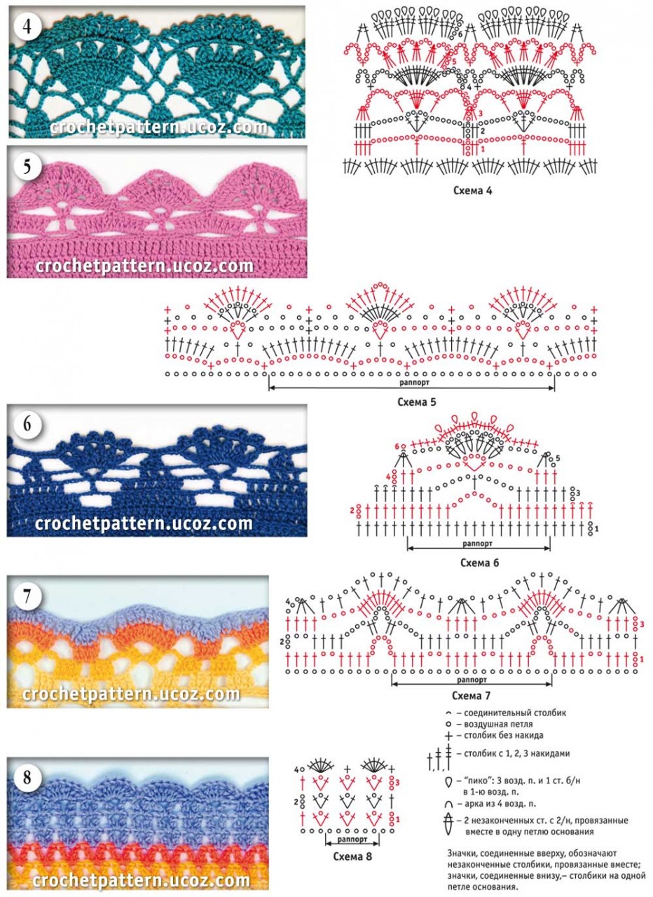 Кайма крючком схемы. Очень много схем!