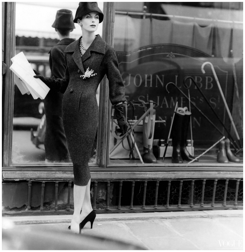 Anne St Marie wears a tweed coat dress and hat by Dior in London, 1955 Vogue Photo Henry Clarke.jpg Anne St Marie wears a tweed coat dress and hat by Dior in London, 1955 Vogue Photo Henry Clarke.jpg
