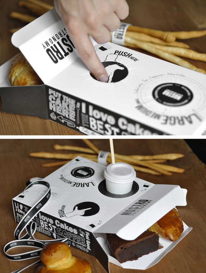 Hand free - коробка для круассанов и подставка под кофе в одной упаковке